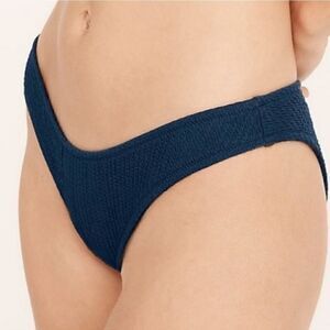 New J.Crew Textured Curved-Waist Cheeky Bikini Bottom in Navy NWT
